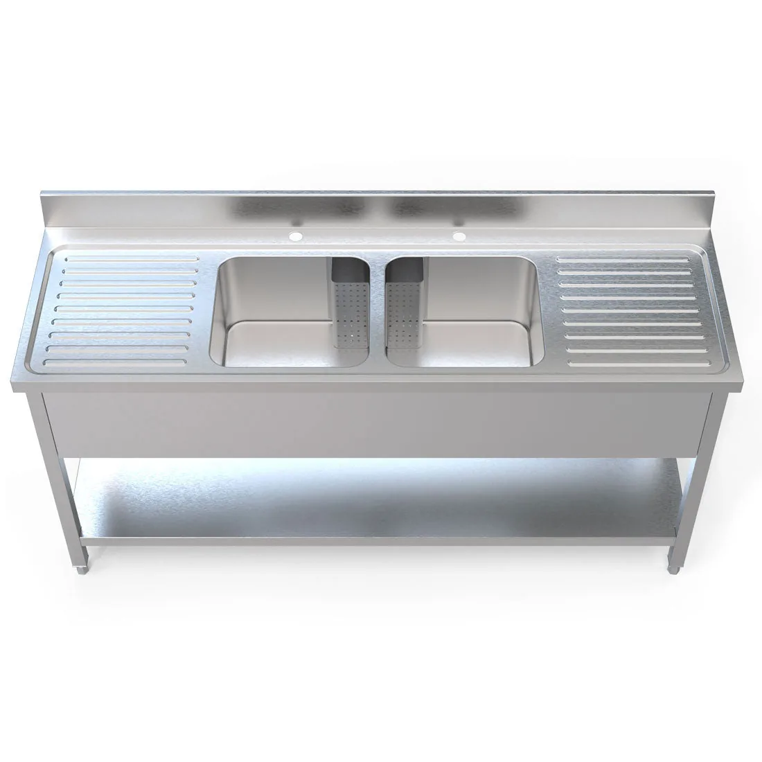 Borrelli commercial double drainer sink