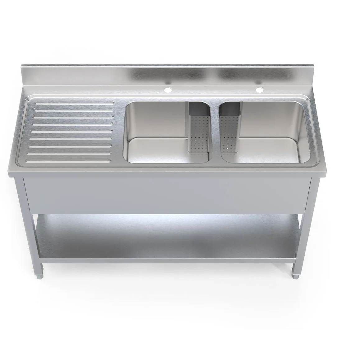 Borrelli commercial double bowl sink